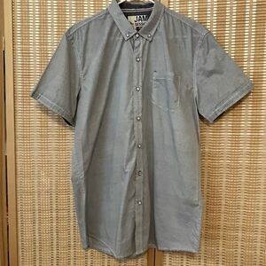 Jam Session‎ Shirt Mens XL Blue White Geometric Print Short Sleeve Button Up